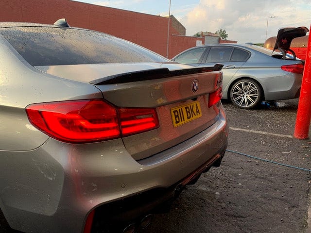 BMW F90 M5 saloon full carbon fibre kit by CT Carbon, featuring GTS style components on a sleek black BMW F90 M5.