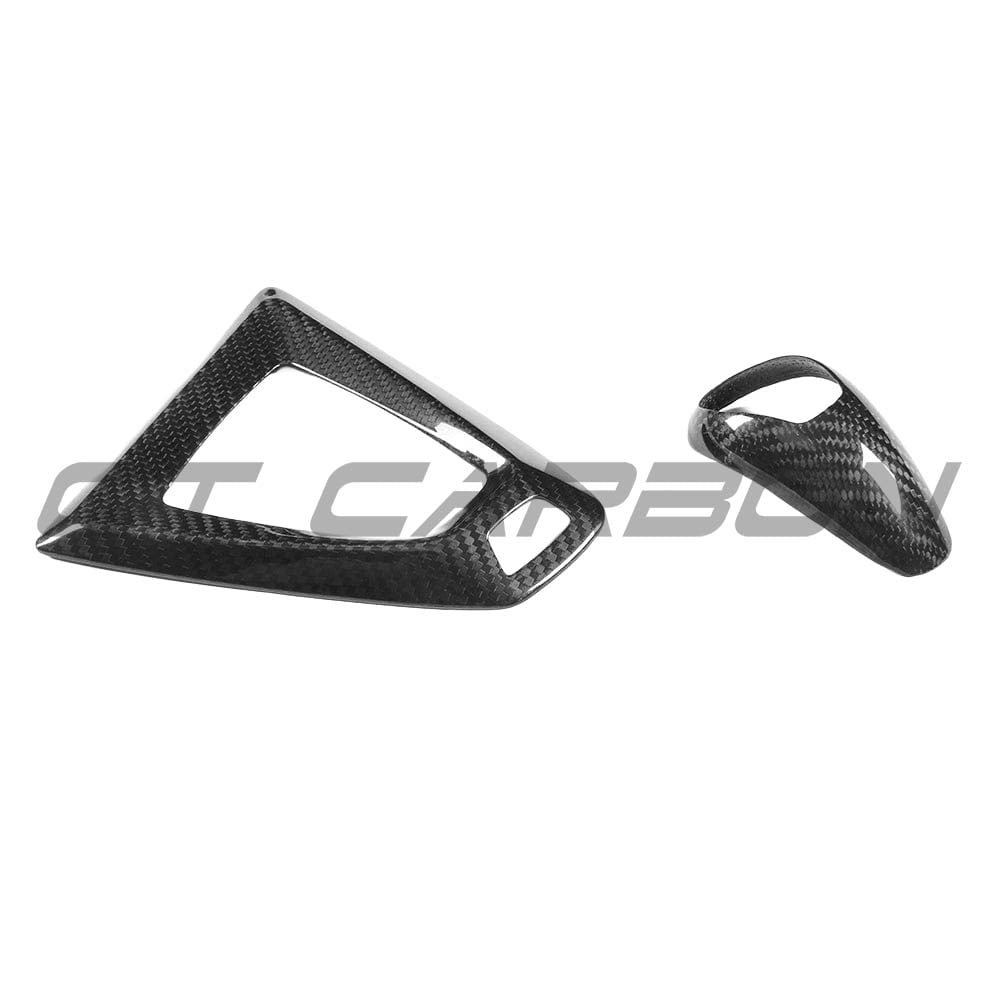 BMW Fxx M car DCT shifter and surround set by CT Carbon, LHD interior accessories with carbon fiber finish.