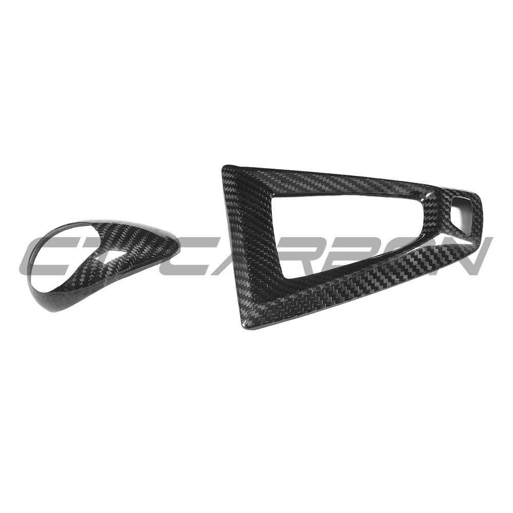 BMW Fxx M car DCT shifter and surround set by CT Carbon, featuring sleek carbon fiber interior styling for LHD models.
