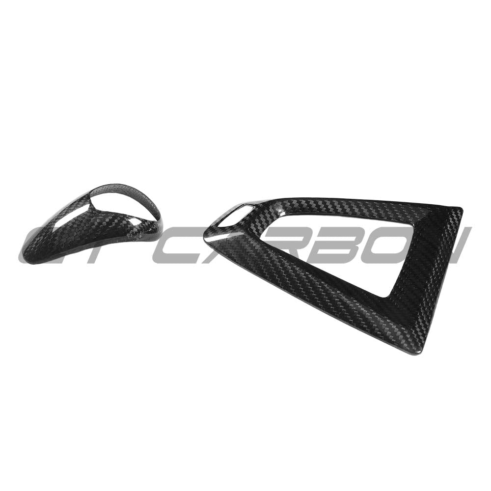 BMW Fxx M car DCT shifter and surround set by CT Carbon, LHD interior accessories with carbon fiber finish.