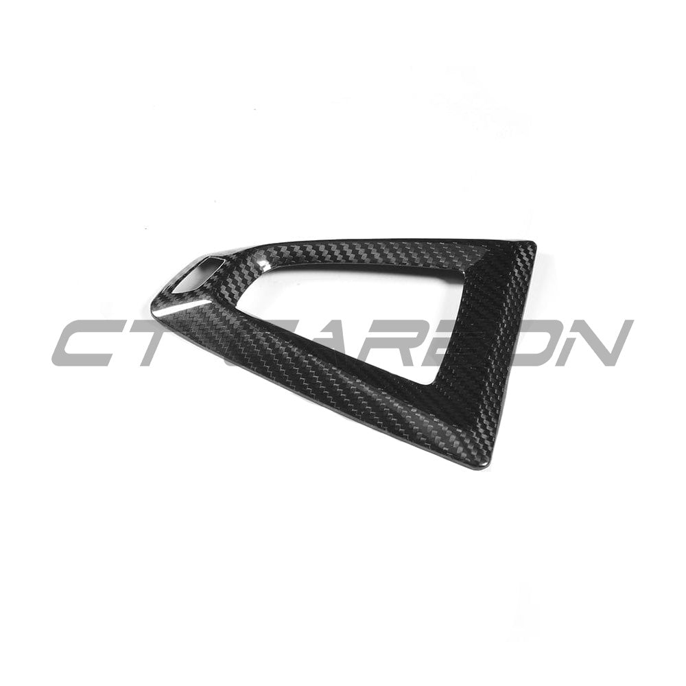 BMW Fxx M car DCT shifter surround by CT Carbon, RHD interior accessory with carbon fiber finish and precise fit in the image.