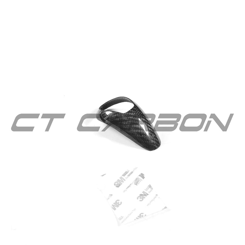 BMW Fxx M car DCT shifter cover set by CT Carbon, featuring sleek carbon fiber interior styling for enhanced look.