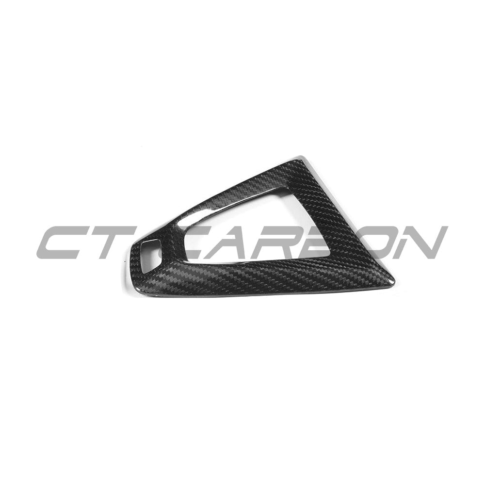 BMW Fxx M car DCT shifter surround set by CT Carbon, LHD interior accessories with carbon fiber finish and precise fit.