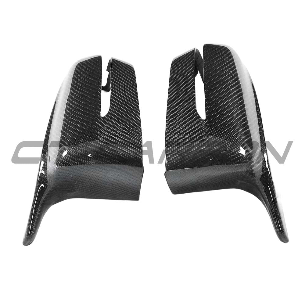 BMW 3, 4, 5 Series G20/G21/G22/G26/G30/G31 carbon fiber mirrors by CT Carbon, LHD only, showing sleek aerodynamic design.