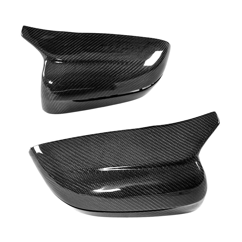 BMW 3, 4, 5 Series G20, G21, G22, G26, G30, G31 carbon fibre mirror replacements by CT Carbon, LHD only, close-up view.