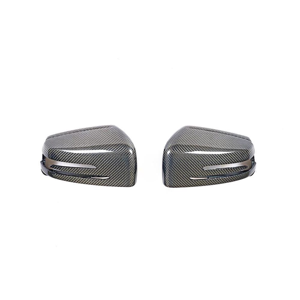 Mercedes C & E Class W204 W212 Carbon Fibre Mirrors by CT Carbon, close-up of sleek, lightweight carbon fibre mirror replacements.
