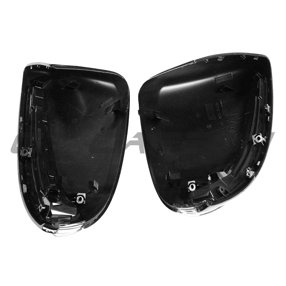 Mercedes W205 W213 carbon fibre mirror replacements by CT Carbon, LHD only, close-up of sleek, lightweight carbon fibre side mirrors.