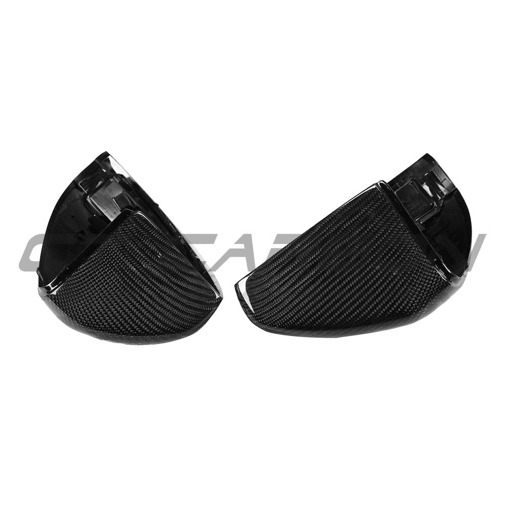 Carbon fibre replacement mirrors for Mercedes W205 and W213, LHD only, by CT Carbon, showing sleek, high-performance automotive accessories.