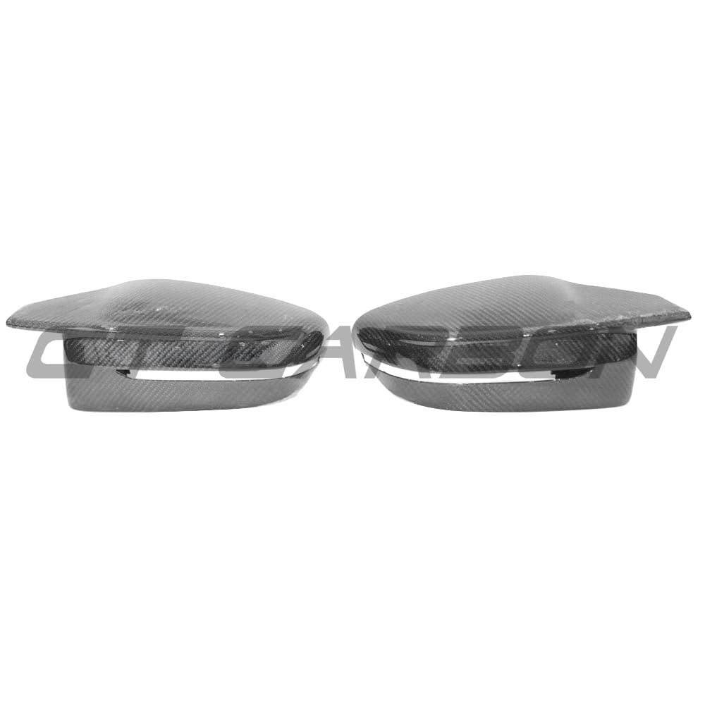 BMW M2/M3/M4 G80/G82 carbon fiber replacement side mirrors by CT Carbon, LHD, with sleek carbon fiber finish.