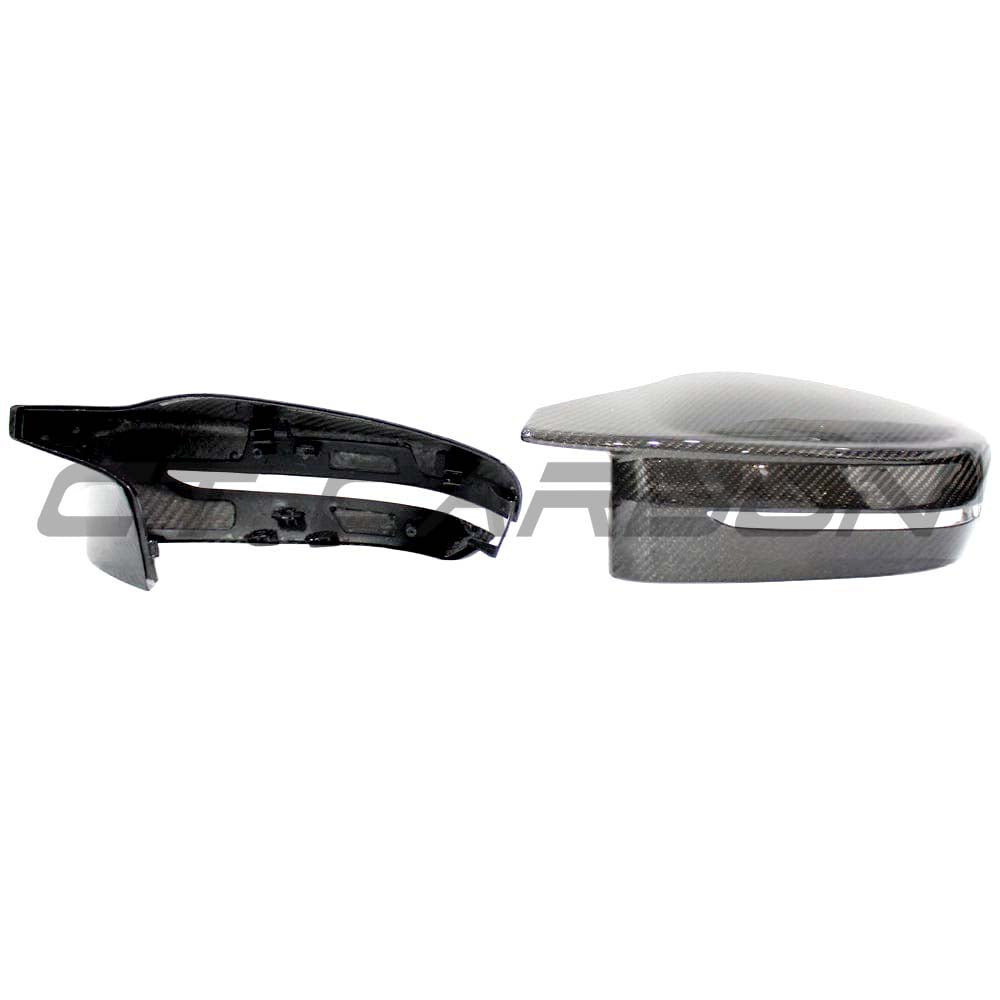 BMW M2 M3 M4 G80 G82 G83 G87 carbon fibre replacement mirrors by CT Carbon, LHD side, sleek aerodynamic design.