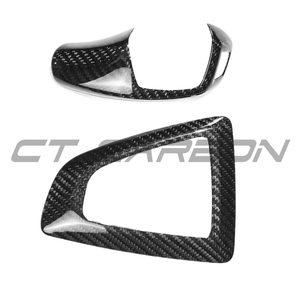 BMW Fxx ZF shifter and surround set by CT Carbon, LHD accessories with carbon fiber finish for BMW Fxx series vehicles.