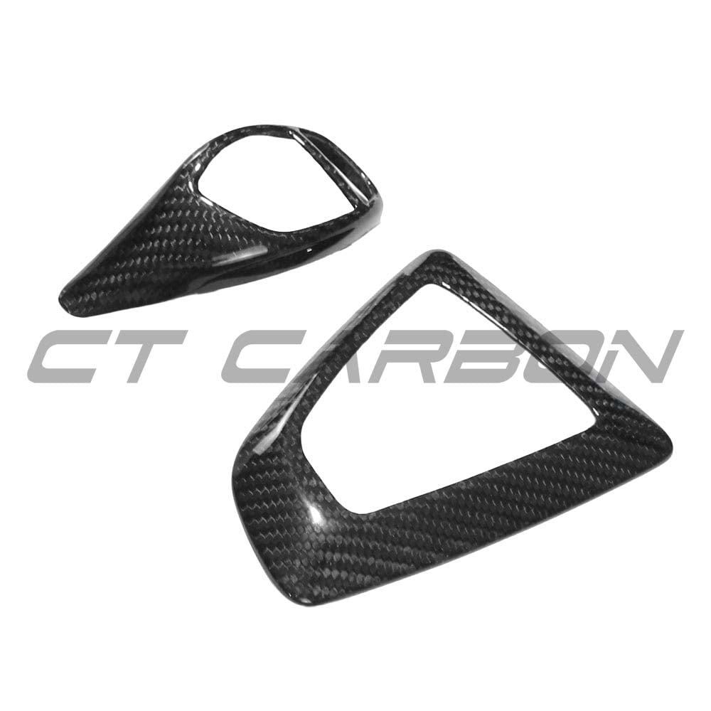 BMW Fxx ZF shifter and surround set by CT Carbon, LHD V2, made of carbon fiber, with sleek black design and precise fit.