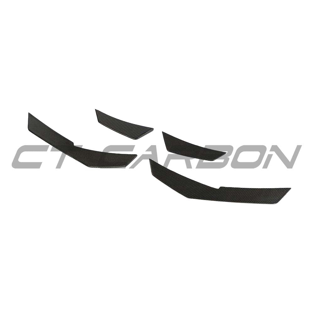 Audi R8 V10 Gen 2 carbon fiber side canards by CT Carbon, showing sleek aerodynamic accessories on the car's side.
