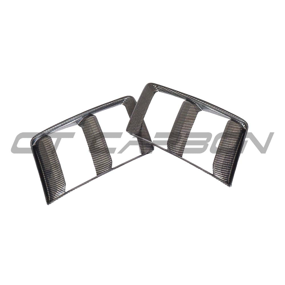 Carbon fibre side grille for Audi R8 V10 Gen 2 by CT Carbon, showcasing sleek, textured design on the car's side panel.