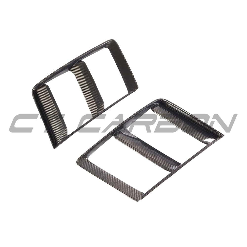 Carbon fibre side grille for Audi R8 V10 Gen 2 by CT Carbon, showcasing sleek, textured design for enhanced vehicle aesthetics.