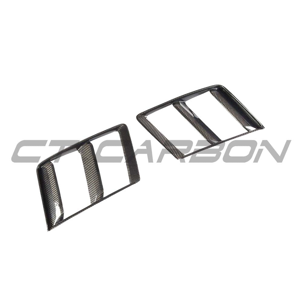 CT Carbon Audi R8 V10 Gen 2 carbon fibre side grille, close-up view showing textured mesh design on sleek sports car.