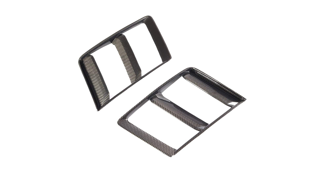 Carbon fiber side grille for Audi R8 V10 Gen 2 by CT Carbon, showcasing sleek, textured design on vehicle side.