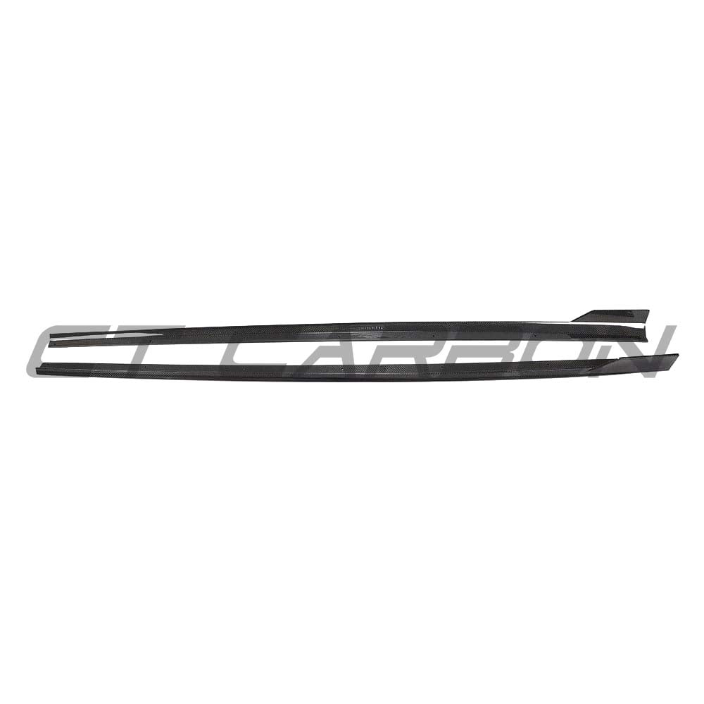 CT Carbon Audi RS3 8V saloon side skirts in full carbon fiber, showcasing sleek, aerodynamic design for enhanced sporty appearance.