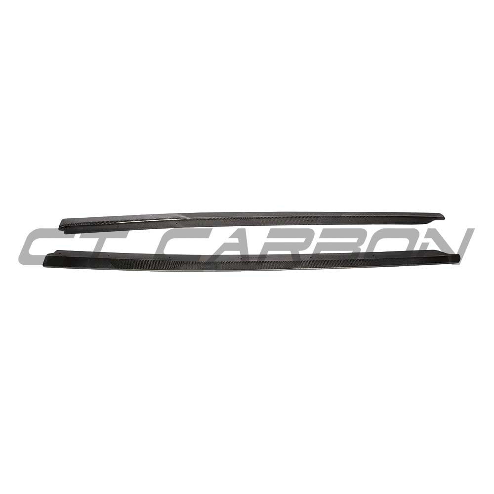 Audi R8 V10 Gen 2 CT Carbon fiber side skirts, lightweight aerodynamic car accessories, designed for enhanced sporty look and performance.