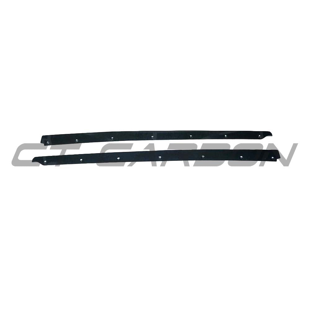 Audi R8 V10 Gen 2 carbon fibre side skirts by CT Carbon, showing sleek, aerodynamic design on a high-performance sports car.