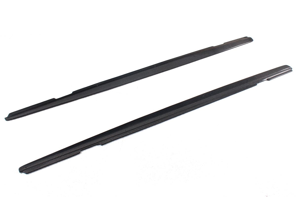 BMW 1 & 2 Series F20/F22/F23 carbon fibre side skirts by CT Carbon, showing sleek MP style design on a sporty car side.