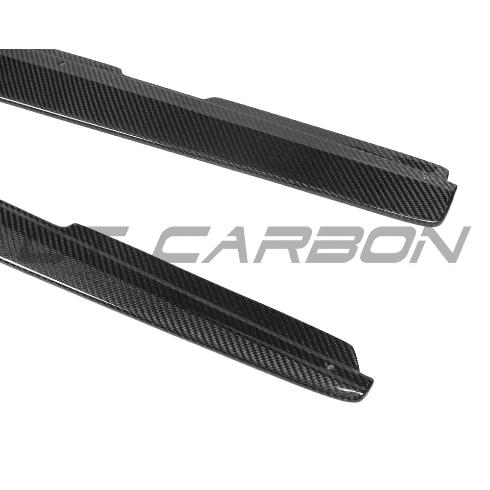 BMW 2 Series F22 2014-2020 CT Carbon full carbon fibre side skirts in MP style, installed on the side of the car.