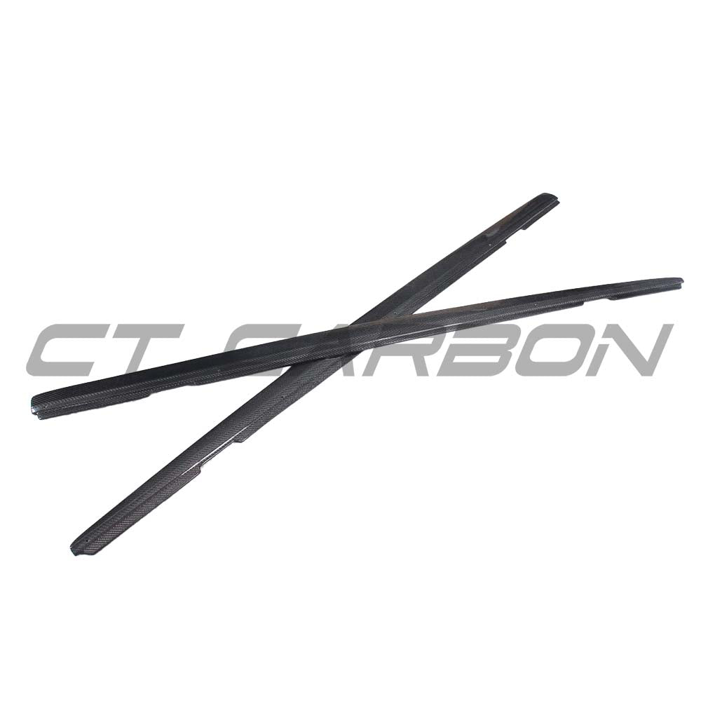 BMW 2 Series F22 2014-2020 CT Carbon full carbon fiber side skirts kit on car, showcasing sleek MP style design.