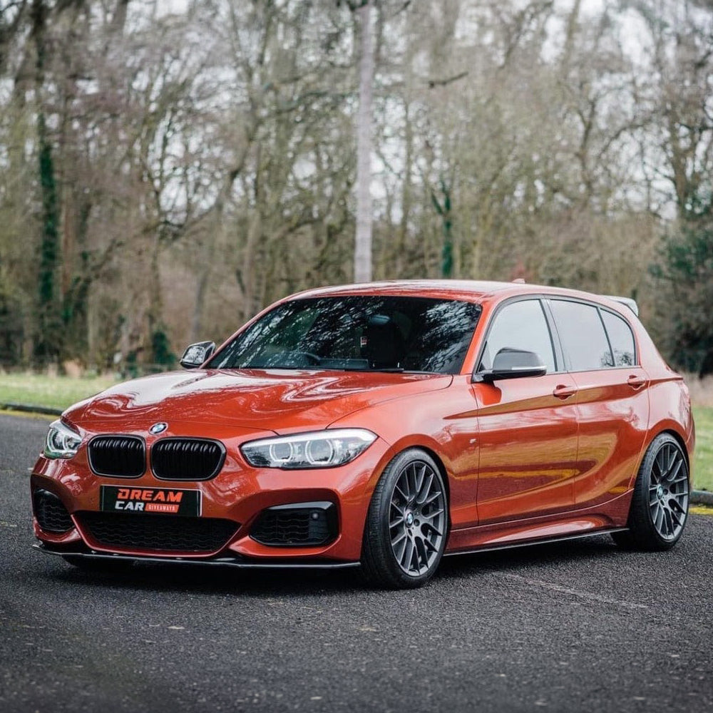 BMW 1 and 2 Series F20 F22 F23 carbon fibre side skirts by CT Carbon, MP style, installed on the car.
