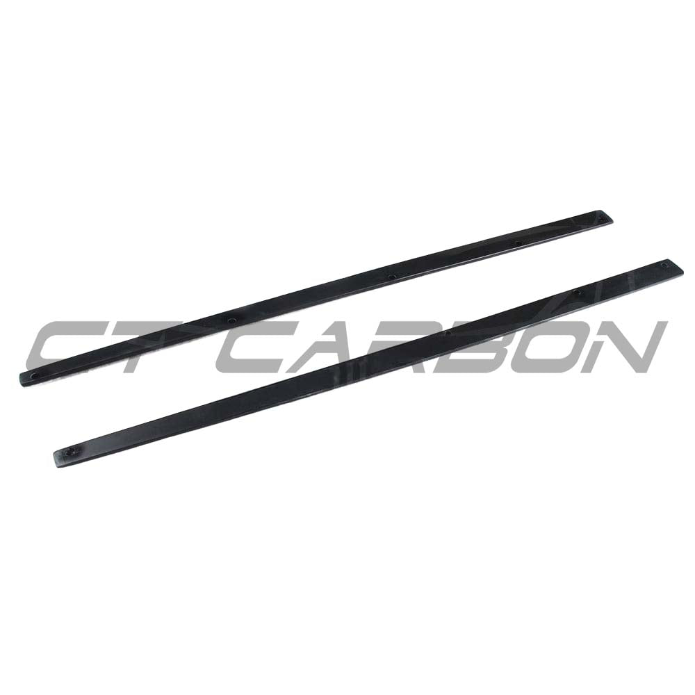 BMW F32 F33 4 Series carbon fibre side skirts by CT Carbon, showcasing sleek MP style design on a modern sports car.