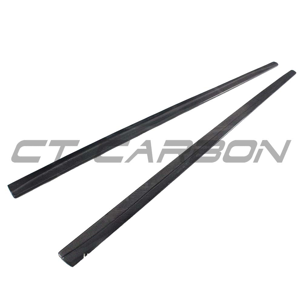 BMW F32 F33 4 Series carbon fiber side skirts by CT Carbon, featuring sleek MP style for enhanced sporty appearance.
