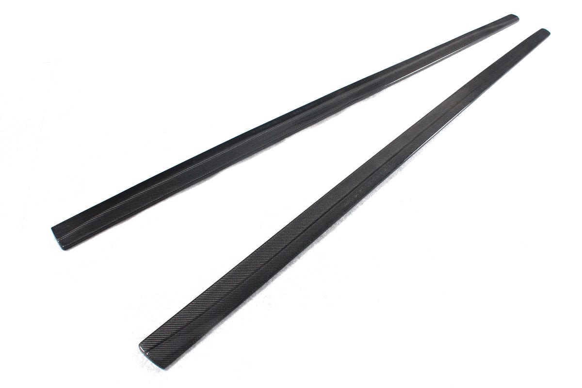 BMW F32 F33 4 Series carbon fiber side skirts by CT Carbon, featuring a sleek MP style design for enhanced aerodynamics.