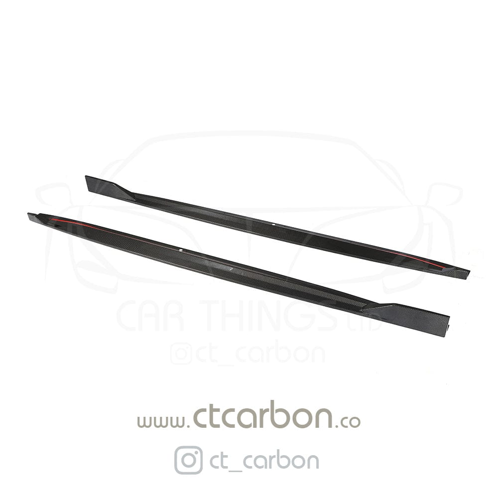 BMW X5 G05 CT Design carbon fibre side skirts, sleek automotive accessories enhancing sporty look and aerodynamics.
