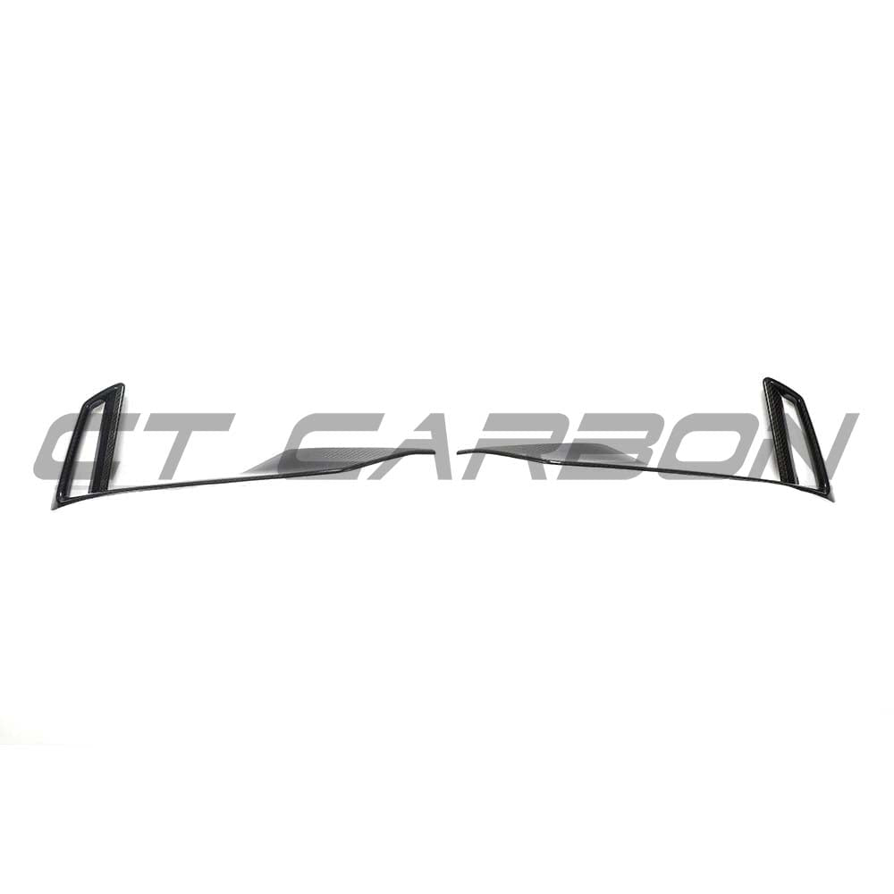 Carbon fibre bumper trim for Audi RS3 8V facelift, CT Carbon accessories, showcasing sleek V-style splitter design.