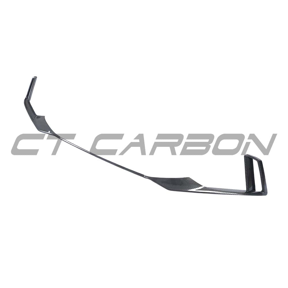 CT Carbon full carbon fiber kit for Audi RS3 8V facelift, including splitter and bumper trim, showcasing sleek V-style design.