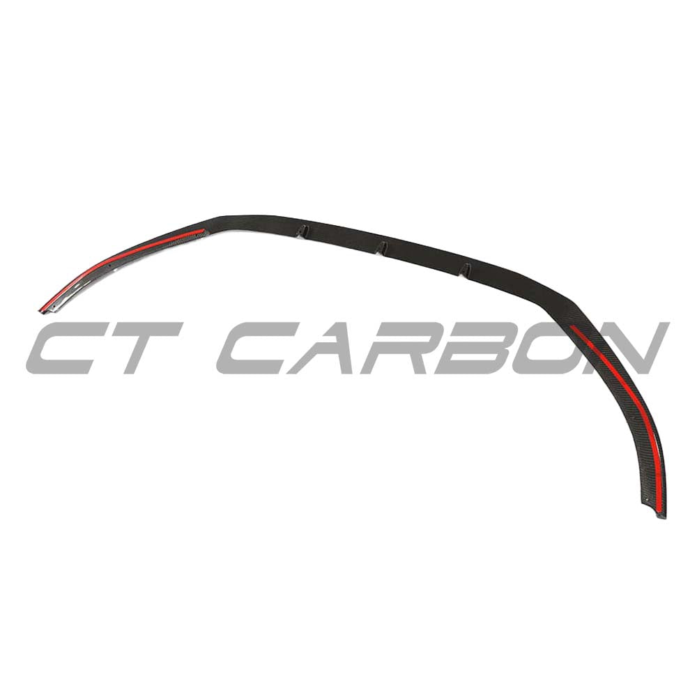 Carbon fibre splitter for Audi RS3 8V saloon by CT Carbon, shows sleek aerodynamic design and mounting details.