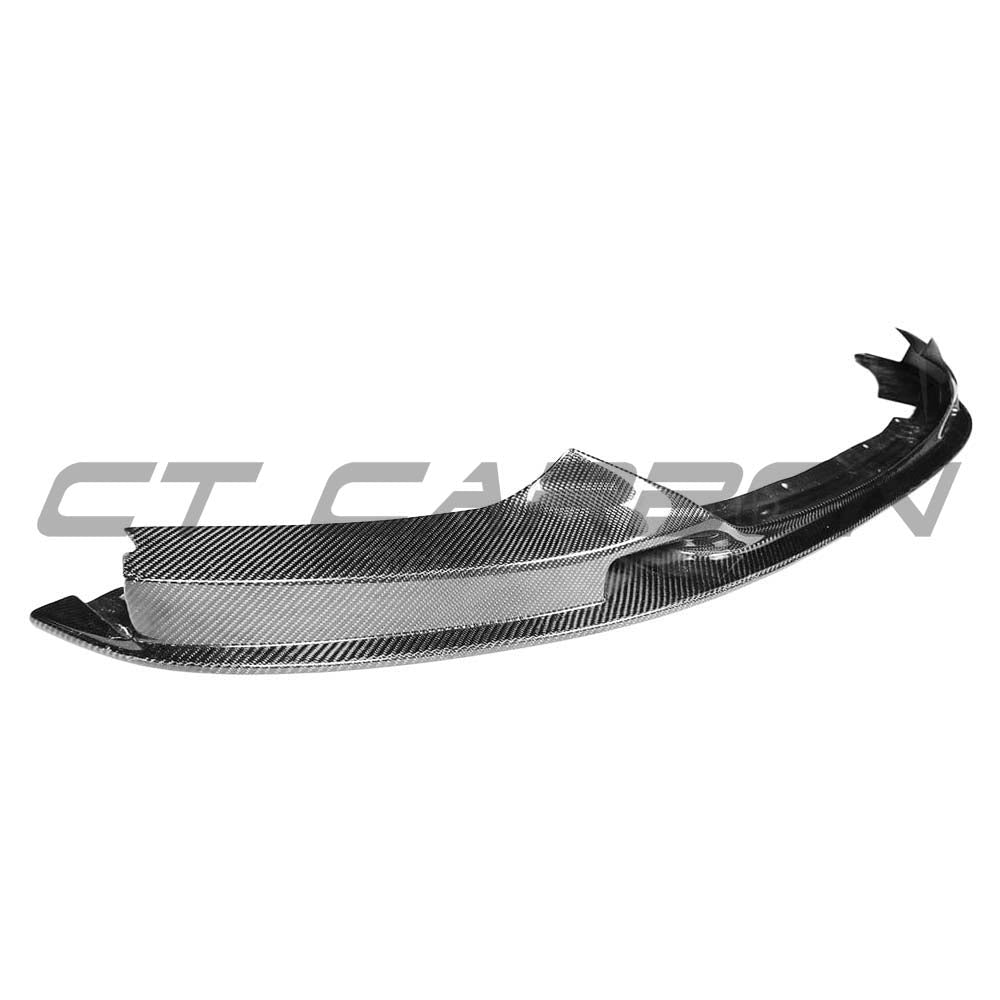 BMW 2 Series F22 F23 M Sport carbon front lip splitter by CT Carbon, showing the sleek aerodynamic design and textured carbon finish.
