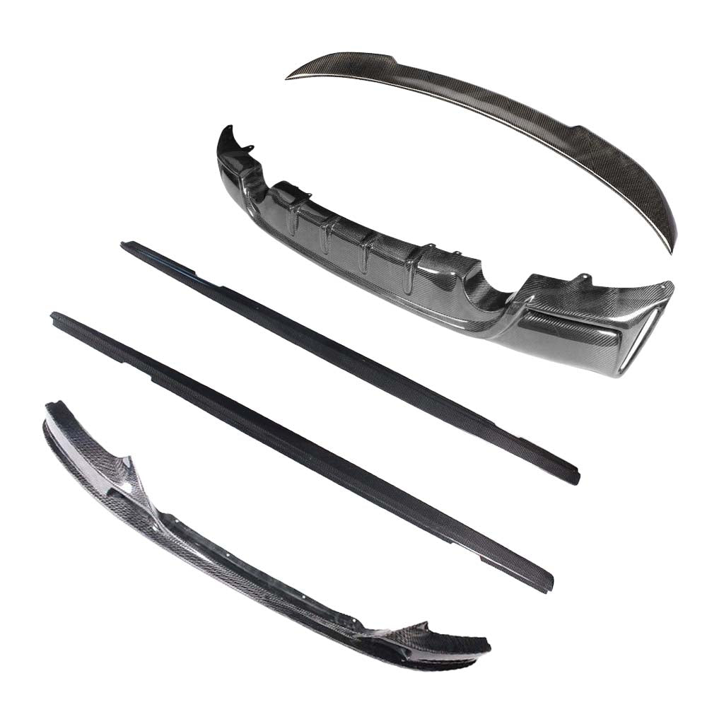 BMW 2 Series F22 2014-2020 CT Carbon full carbon fibre front lip splitter kit with splitters and OEM design, M Sport style.