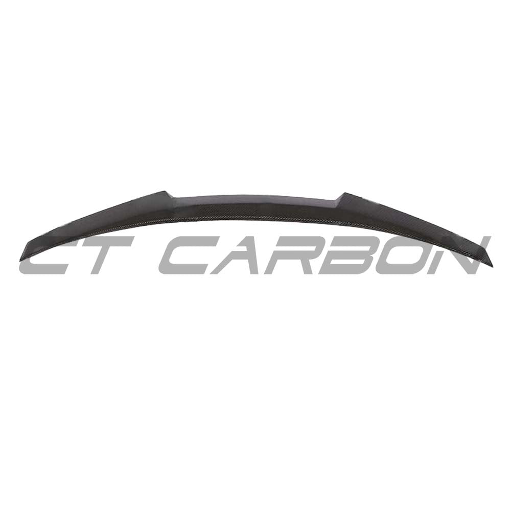 BMW F32 4 Series Coupe full carbon fiber kit with twin exhaust, featuring splitter and aerodynamic enhancements by CT Carbon.