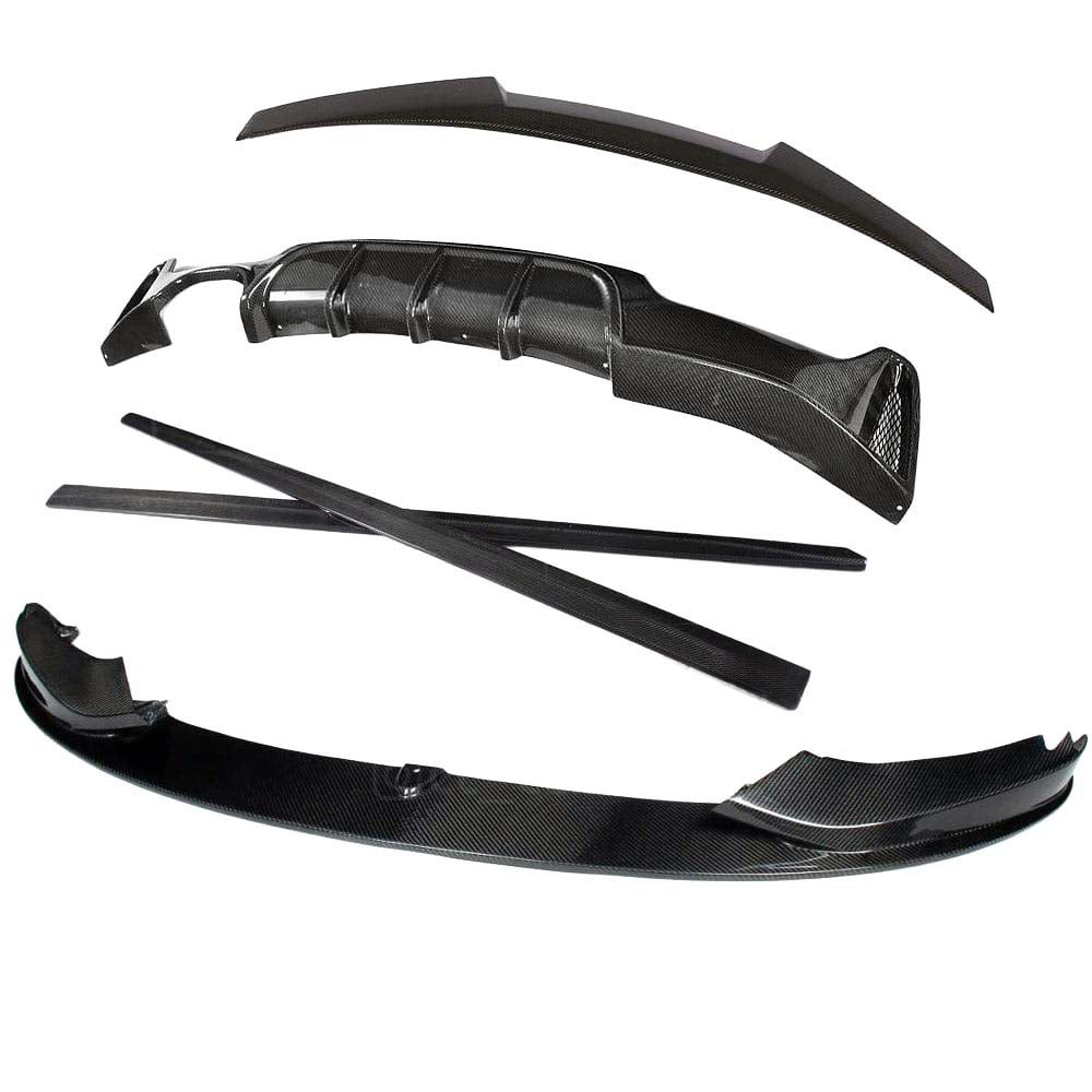 Full car carbon fibre kit for BMW F32 4 Series Coupe by CT Carbon, featuring splitters and twin exhaust design.