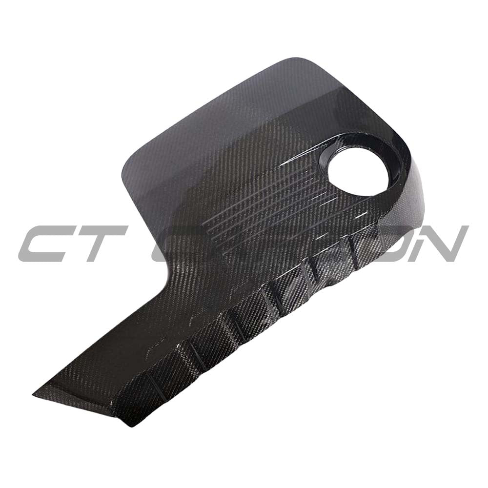 BMW F80/F82/F83/F87 M2C/M3/M4 Carbon Fibre Engine Cover by CT Carbon, showing sleek black carbon fiber engine protection accessory.