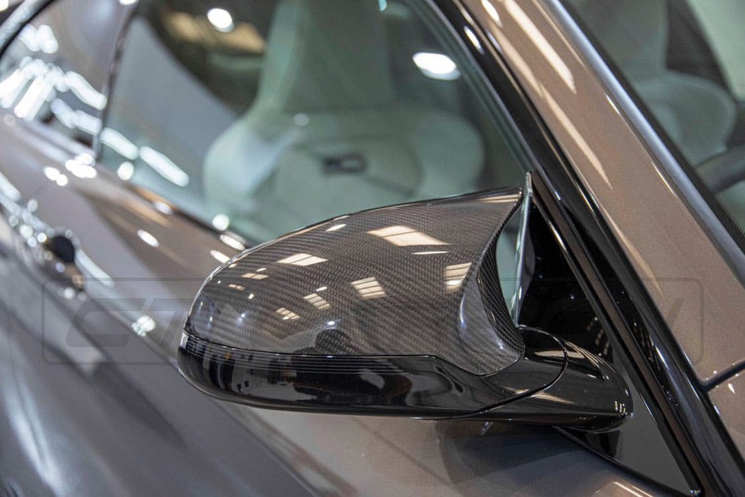 BMW F80/F82/F83/F87 M2C M3 M4 carbon fibre side mirrors by CT Carbon, LHD only, sleek aerodynamic design.