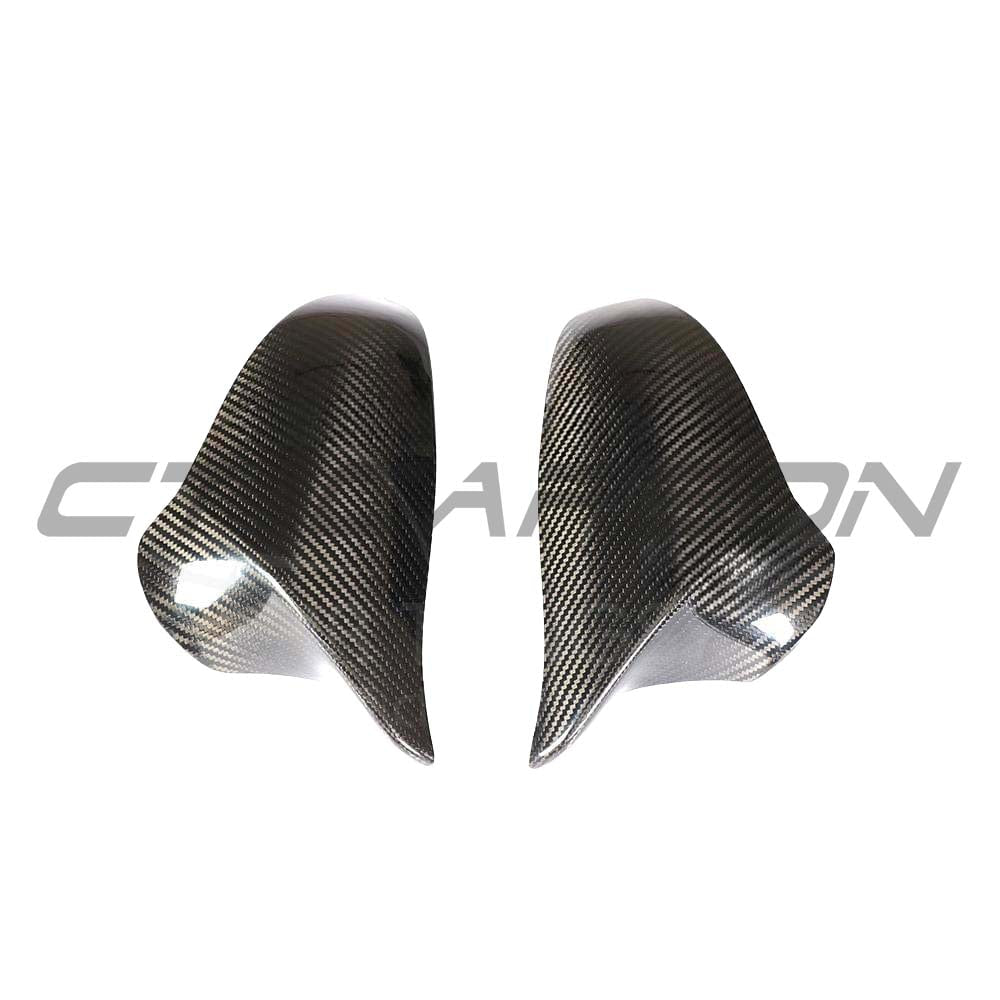 BMW F80/F82/F83/F87 M2C M3 M4 carbon fibre side mirrors by CT Carbon, RHD only, featuring sleek, lightweight design.
