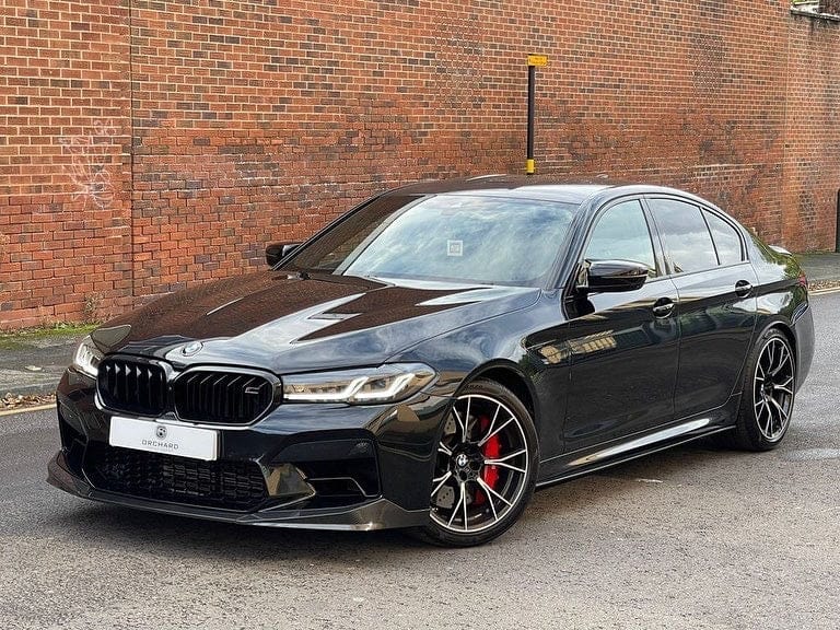 BMW F90 M5 M5C 2020-2025 LCI Carbon Fibre Splitter by CT Carbon, showcasing sleek design and high-quality carbon fibre finish.