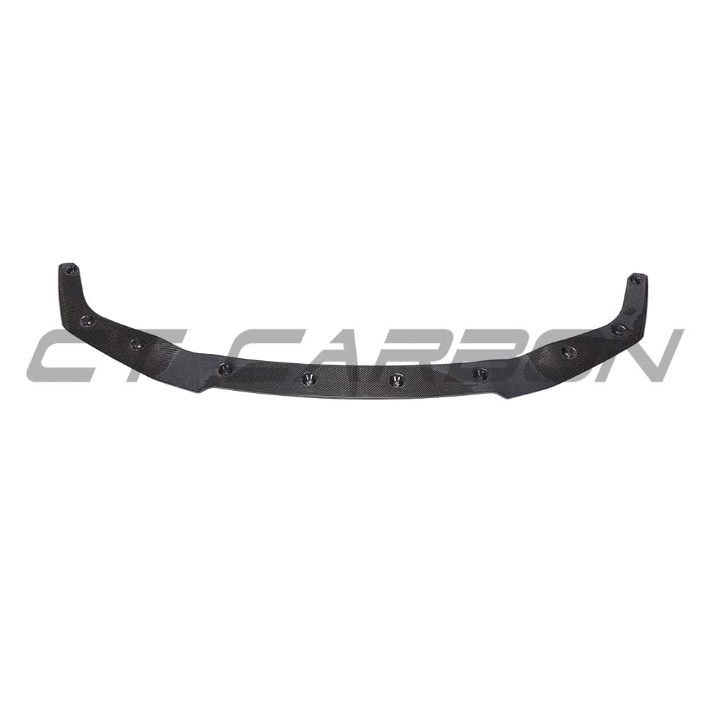 BMW F87 M2 2016-2018 full carbon fiber kit with splitter, showing lightweight, textured carbon fiber material on front of the car.