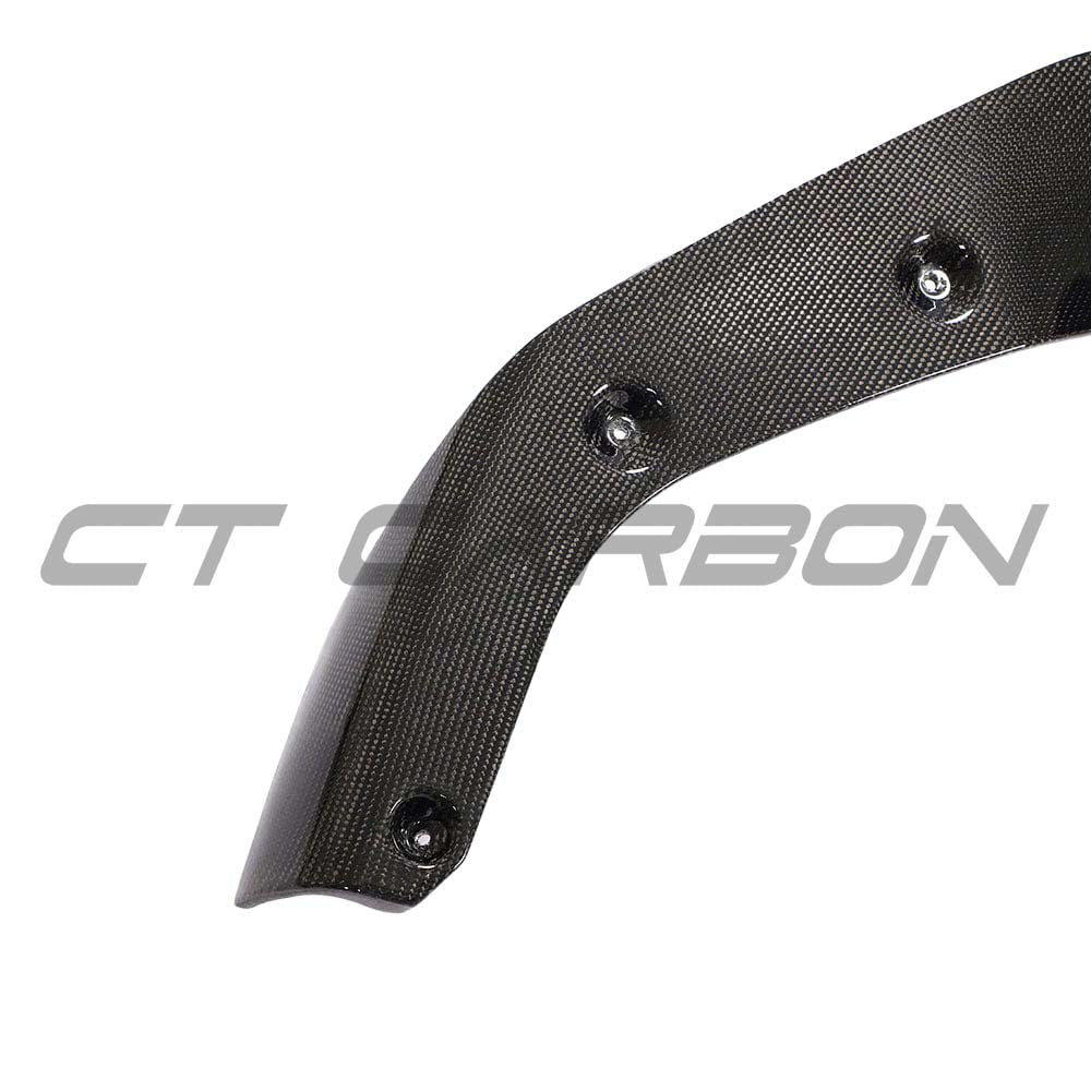 BMW M2 F87 carbon fibre splitter by CT Carbon, featuring a sleek V6 style for enhanced aerodynamics and aggressive stance.