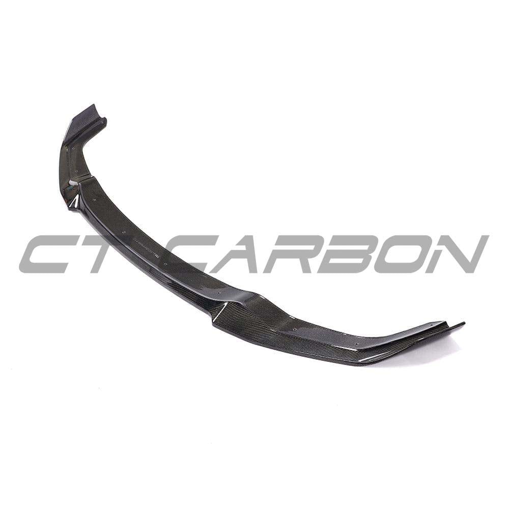BMW F87 M2 2016-2018 carbon fiber splitter kit by CT Carbon, featuring a sleek CS style design on a black carbon fiber finish.