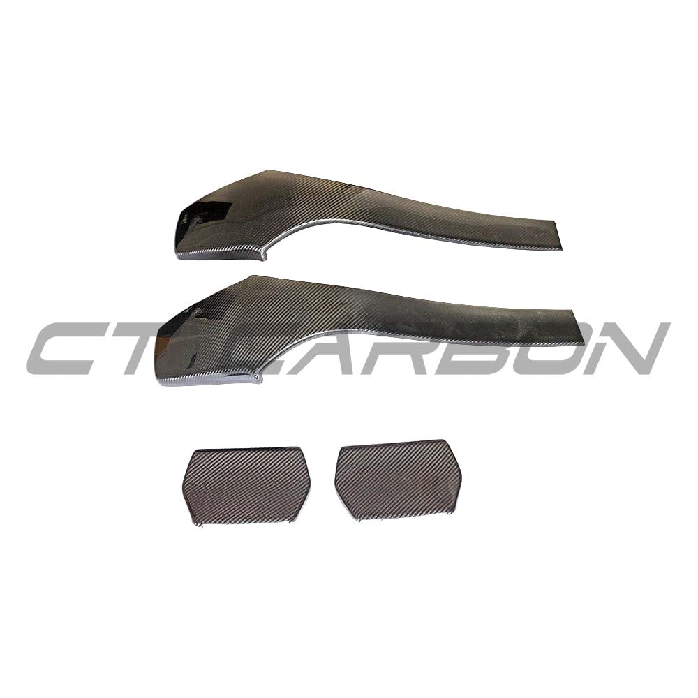BMW M2C, M3, M4 carbon fiber seat back accessory by CT Carbon, showcasing sleek, lightweight carbon fiber material and detailed design.
