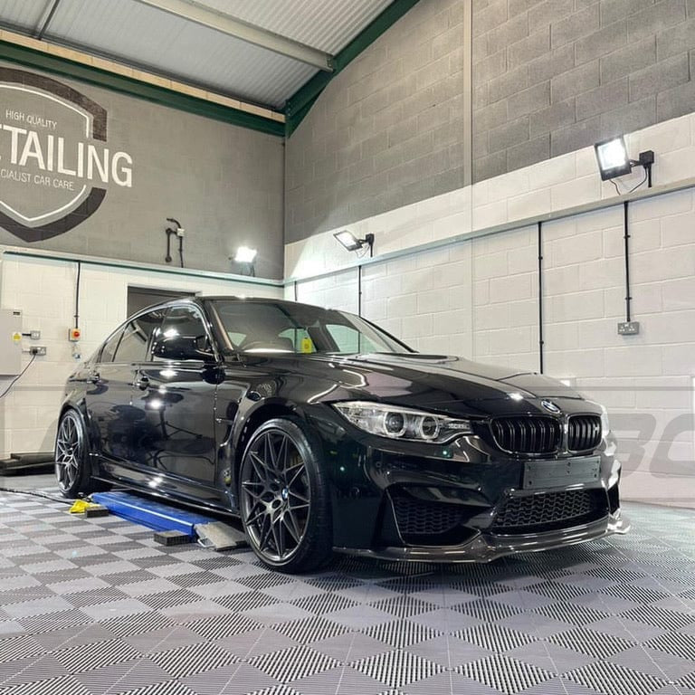 Full BMW M3 F80 saloon with CT Carbon V3 full carbon fibre kit, showcasing the splitter and aerodynamic enhancements on the car.