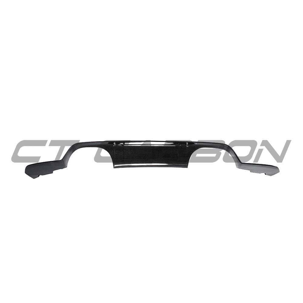 BMW M3 M4 F80 F82 F83 carbon fiber diffuser by CT Carbon, featuring a split-style design for sporty rear styling.