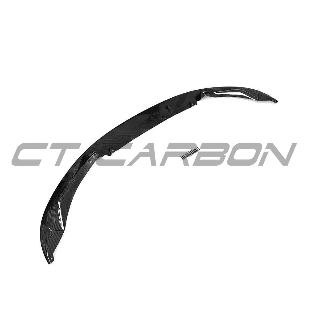 BMW M3 M4 F80 F82 F83 carbon fibre splitter by CT Carbon, showcasing a 3D-style front splitter for enhanced aerodynamics.